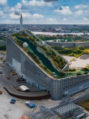 Amager Bakke, Amager Hill or Amager Slope or Copenhill - a heat and power waste-to-energy plant and a sports park in Amager, Copenhagen, Denmark. ESG green energy.